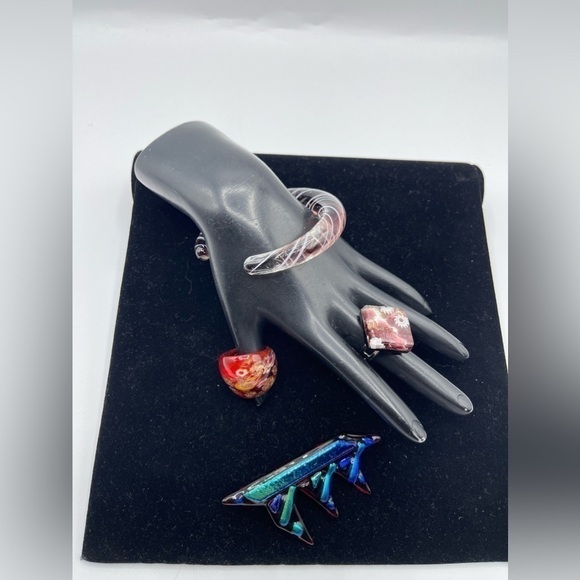 Murano Italian Glass Bracelet Ring Brooche Mini Lot - Picture 3 of 4